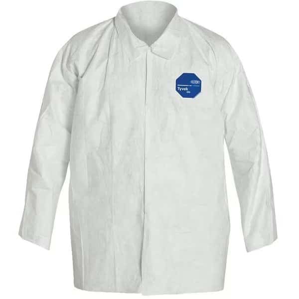 Shirt. Collar. Open Wrists. Extends to Hip.Serged Seams. White. 2X