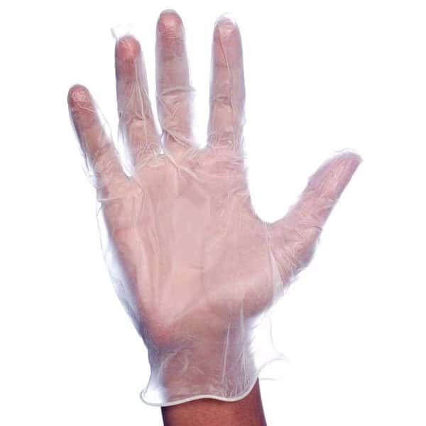 Disposable Gloves, Vinyl, Powder-Free, S, 100 PK, Clear