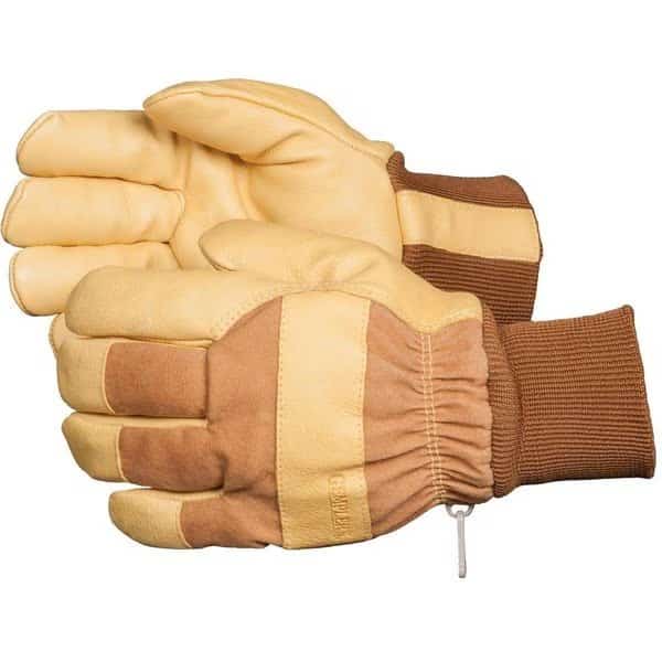 Insulated Waterproof Pigskin Gloves with Knit Wrist