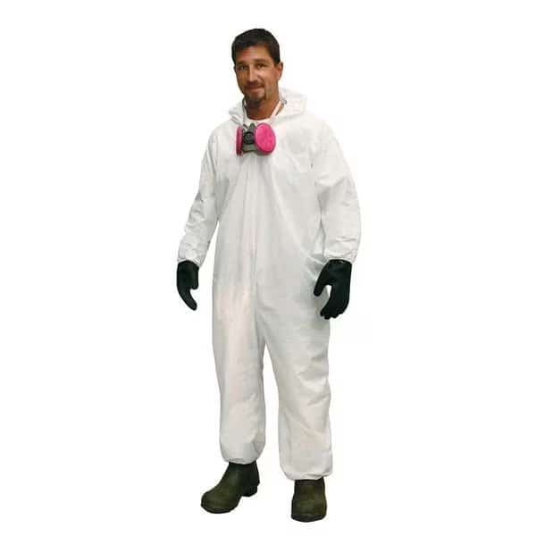 Hooded Disposable Coveralls with Elastic Wrists and Ankles, White 4XL