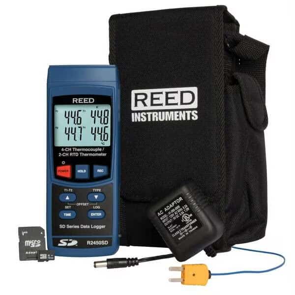 REED Data Logging Thermometer with Power Adapter and SD Card