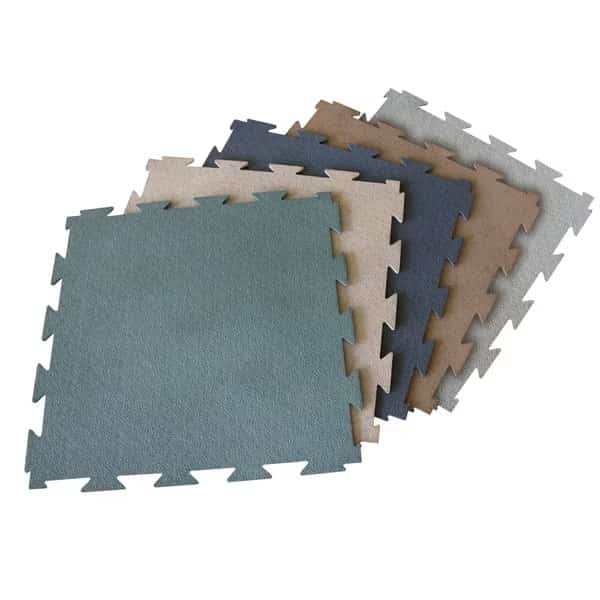 "Terra-Flex" Interlocking Rubber Mats - 1/4 x 24 x 24 in - 5 Pk - 2 Sqr/Ft - Blue Flooring Tiles