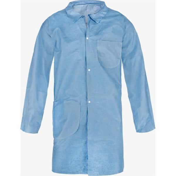 Lab Coat, SnapFrt, W/2 Pkt, Size XL 30, PK30, Pyrolon Plus 2, Snaps Closure, XL, 30 PK