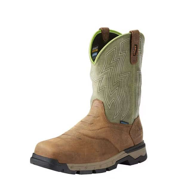 Size 13 Men's Western Boot Composite Work Boot, Brown/Green, ARIAT, Mfr# 10021486