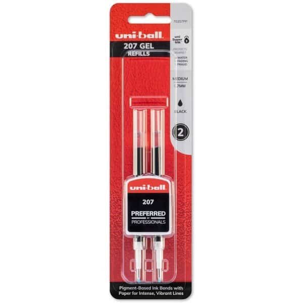 Refill, Gel, Ub207, 0.7, Bk, PK2