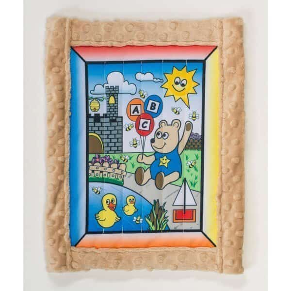 Baby Quilt Kit, Boy Bear W/ Tan Minkee Back