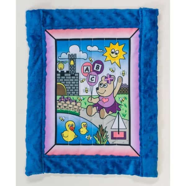 Baby Quilt Kit, Girl Bear w/ blue minkee