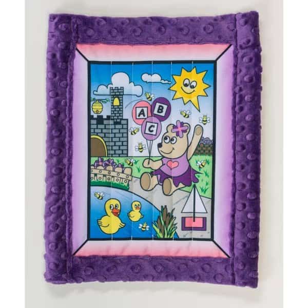 Baby Quilt Kit, Girl Bear W/ Purple Minkee Back