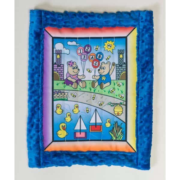 Baby Quilt Kit, Unisex Bear W/ Blue Minkee Back