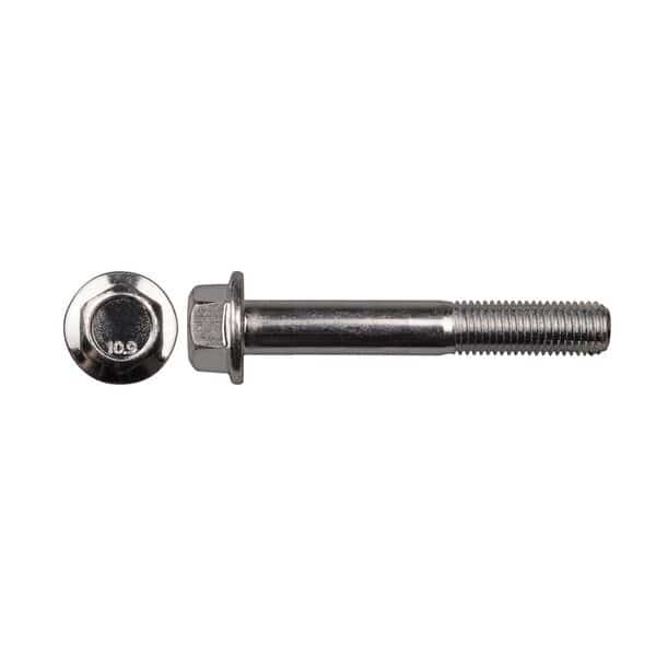 Class 10.9, M10-1.25 Flange Bolt, Bright Zinc Plated 65 mm L
