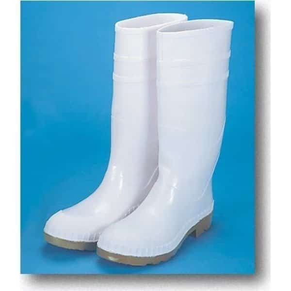 Men's Tall Rubber Boot, Steel Toe, 16 in Height, White, 10
