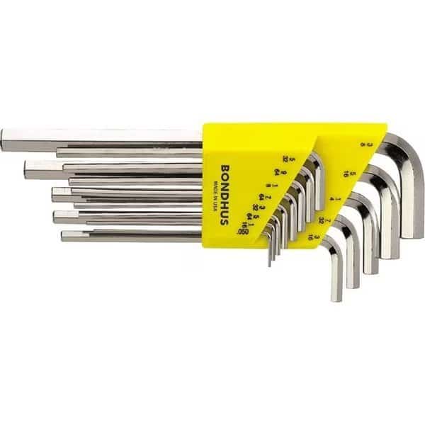 Set 10 Plated Hex L-Wrenches- Short, Mfr#: 16238, BONDHUS
