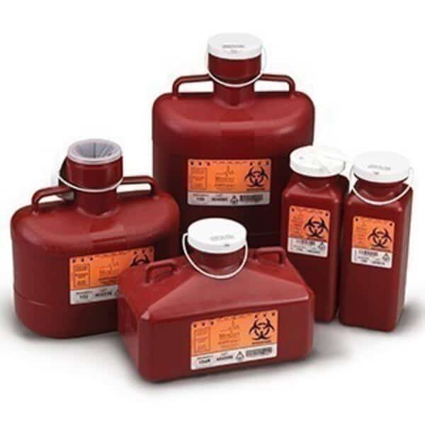 Sharps Container, 4.7 qt. Bottle, Red, PK12, Medegen Medical Products, Mfr#: 184R
