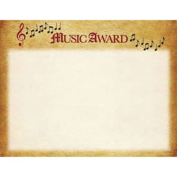Certificate Music, 8.5"x11", PK25