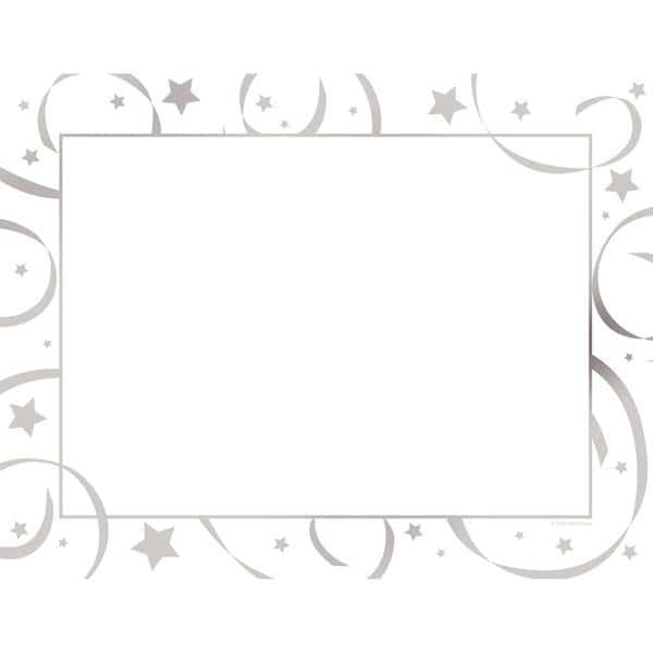 Certificate Silver Foil Stars, Whi, PK15