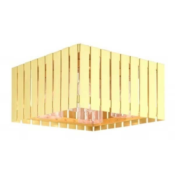 Satin Brass Outdoor Flush Mount, 4 Light