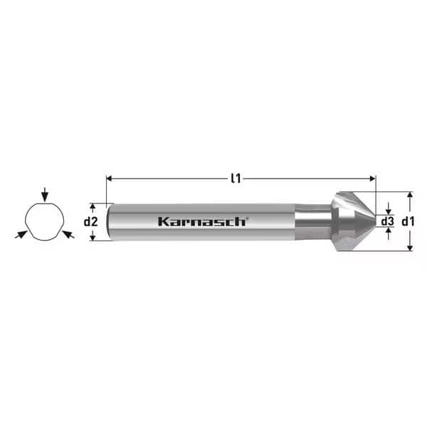 Hss-Xe Countersink, 82 Degree, 3 Flat Si