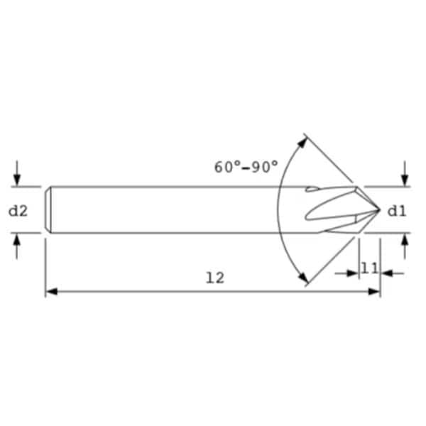 Chamfer Mill,2FL,90 deg.,1/2" dia.,Tialn, Mfr#: 70805, AC DRILLS