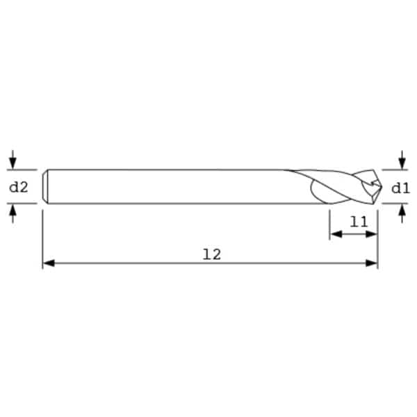 Spot Drill, 2FL, Unctd, 90 deg., 1/8" dia.