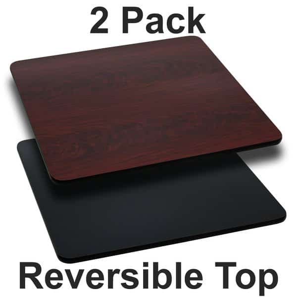 Square Reversible Top, Black/Mahogany, 42", Flash Furniture, Mfr#: 2-XU-MBT-4242-GG