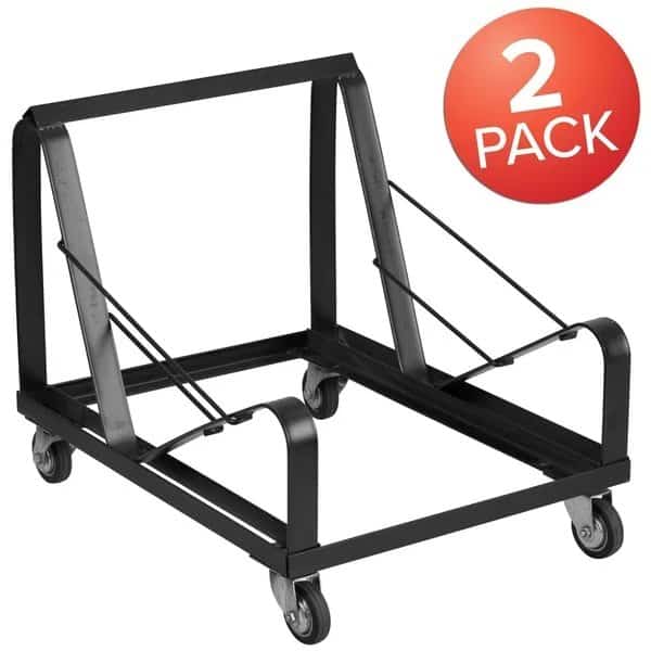 HERCULES Series Black Steel Sled Base Stack Chair Dolly, PK2