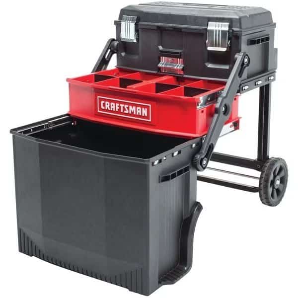 Multi-Level Workshop, Black/Red, Plastic, Metal, 22 in W x 16-1/4 in D x 28-3/4 in H