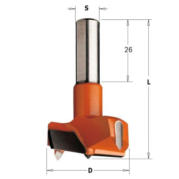 Hinge Boring Bit, Left, 50mm dia., 57.5mm L