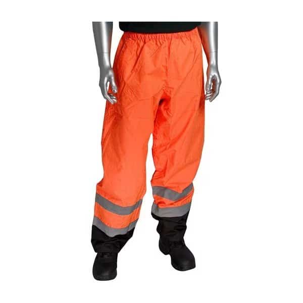 Unlined Pant, w/Black Trim On Bottom, XL, Hi-Vis Orange, Polyester
