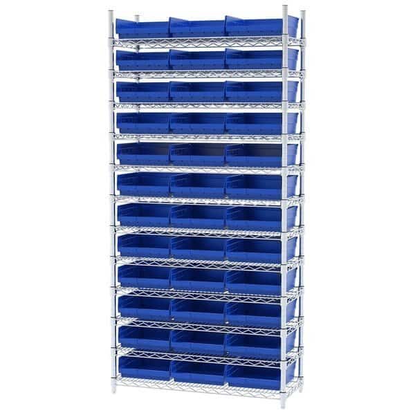 Wire Shelving Kit, 14X36X74, 36 Bins