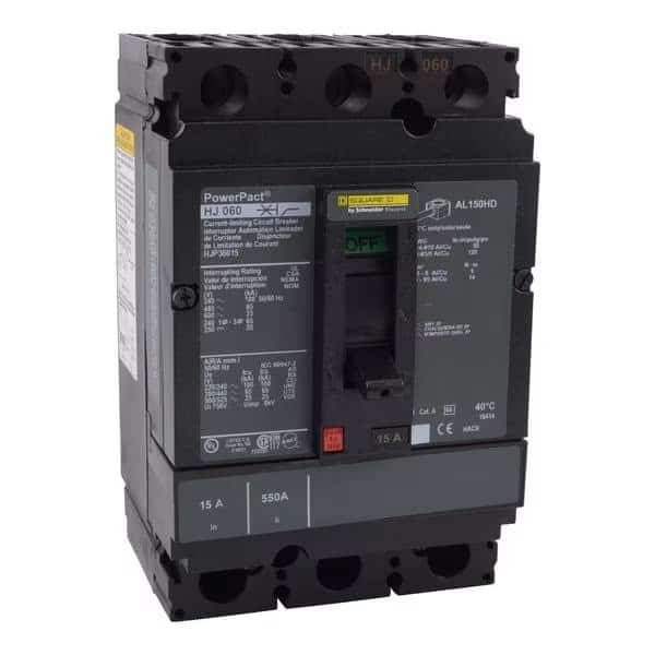 Molded Case Circuit Breaker, POWERPACT Series, 50A, 3 Pole, 600V AC, 100kA at 240V AC