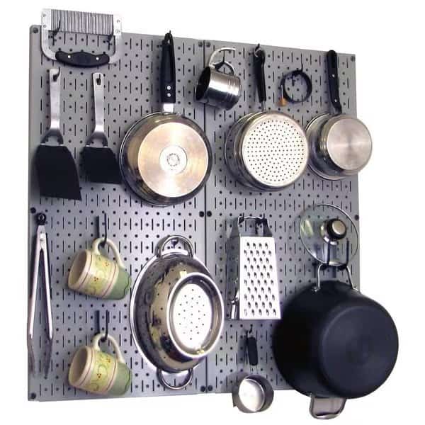 Commercial Kitchen Pegboard Rack, Grey/Black