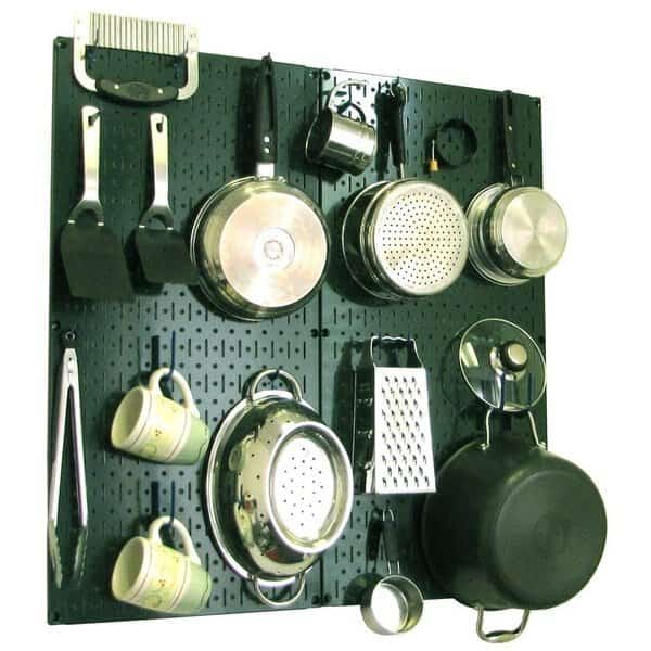 Commercial Kitchen Pegboard Rack, Green/Blue