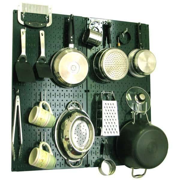 Commercial Kitchen Pegboard Rack, Green/White