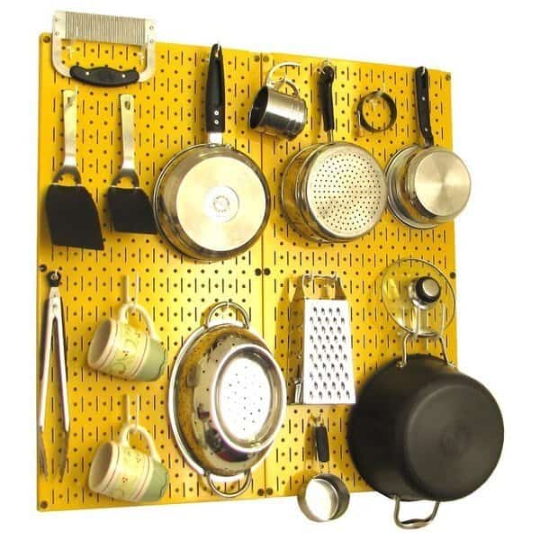 Commercial Kitchen Pegboard Rack, Yellow/White