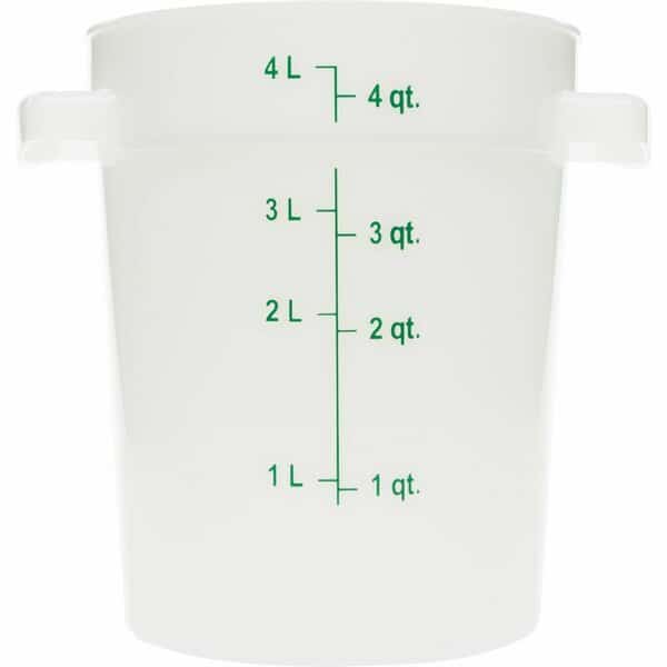 Food Storage Container, Round, 4 qt, White
