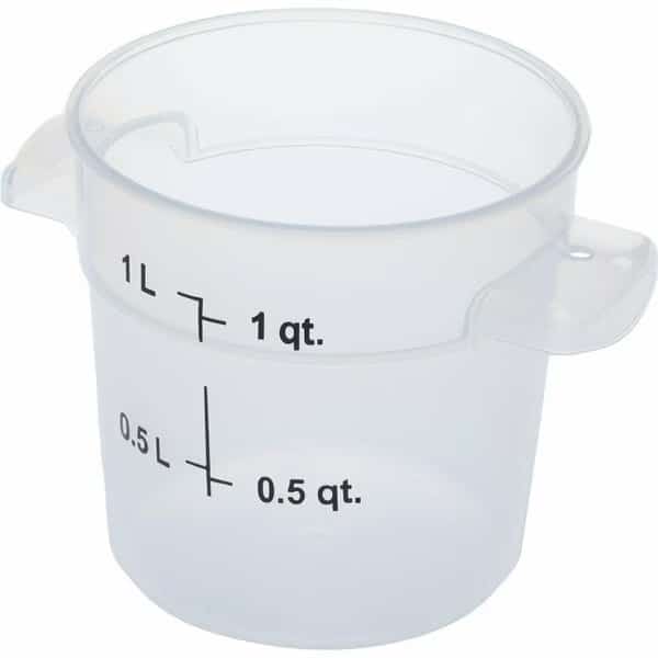 Food Storage Container, Round, 1 qt, Clear