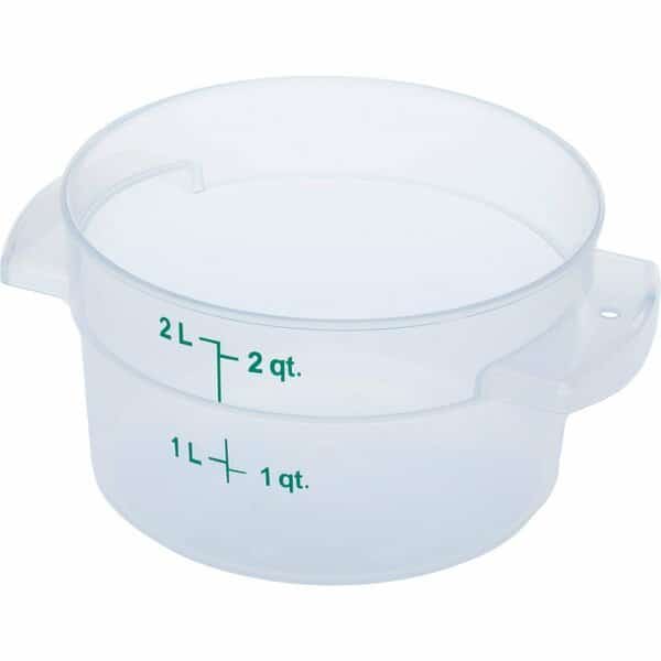Food Storage Container, Round, 2 qt, Clear