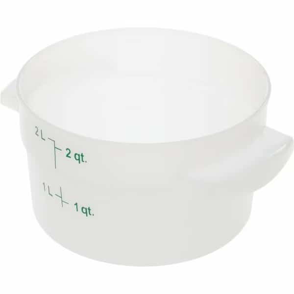 Food Storage Container, Round, 2 qt, White