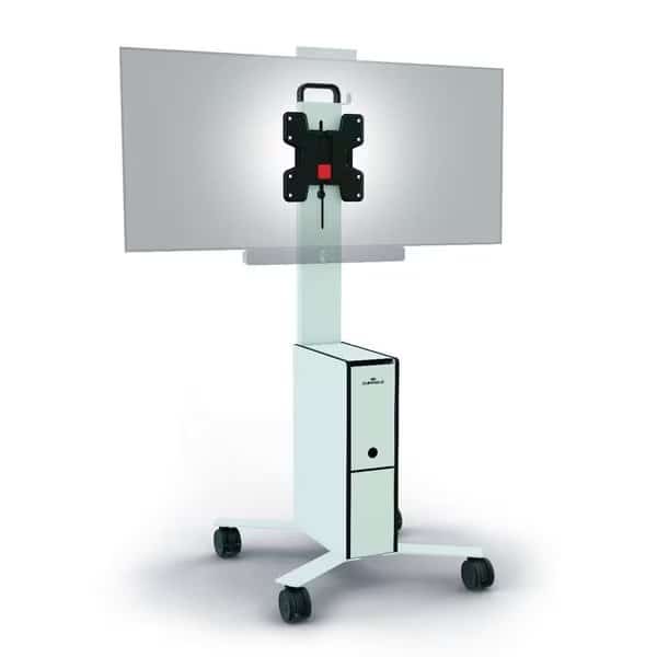 Mobile TV Cart Coworkstation, White, DURABLE, Mfr# 370202