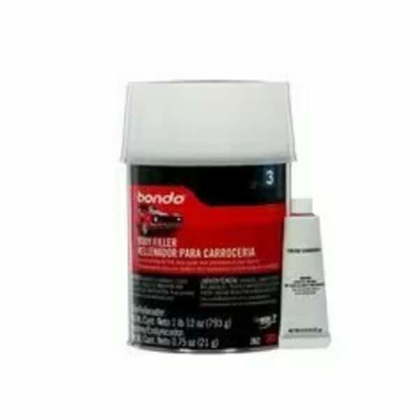 Body Filler With Hardener, 1 qt Size, Paste, Light Gray