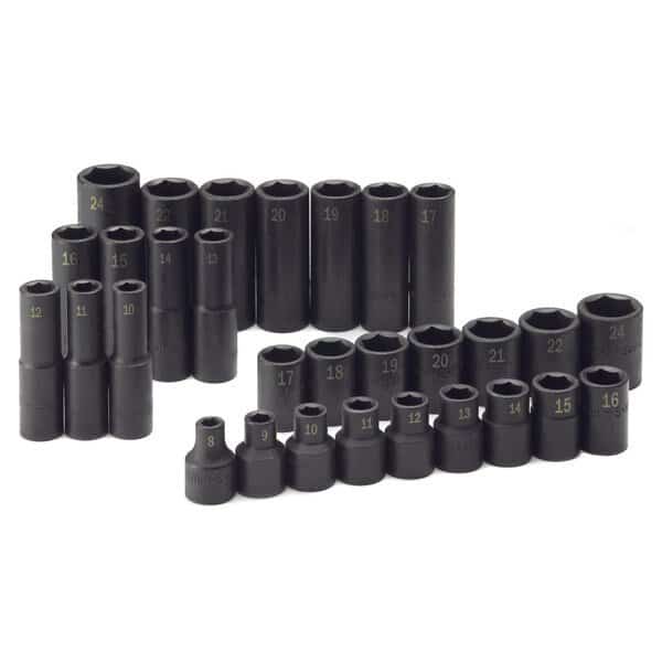 Socket Set, 30 Piece 1/2" Drive 6 Pt Met, Mfr#: 4053, SK HAND TOOL, LLC