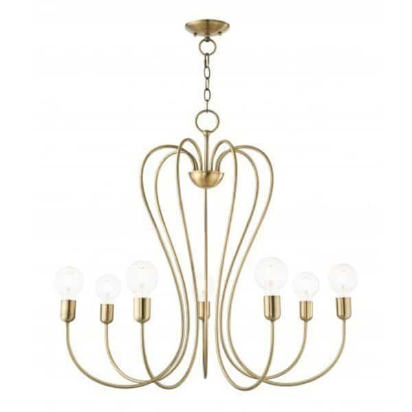 Antique Brass Chandelier, 7 Light