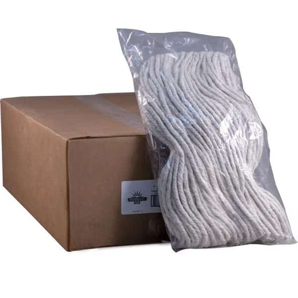 4 Ply Wet Mop, 16 oz Dry Wt, Cut-End, White, Cotton, PK12, P09001