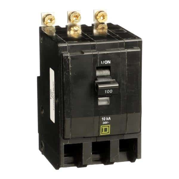 Miniature Circuit Breaker, 100, 240VAC, 3 Pole, Bolt-On Mounting Style, QOB Series, SQUARE D, Mfr# QOB31005273