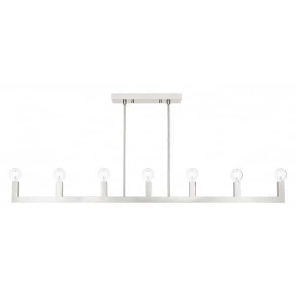 Brushed Nickel Linear Chandelier, 7 Light