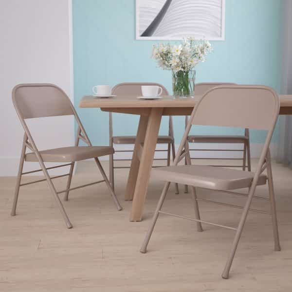 Beige Metal Folding Chair, PK4