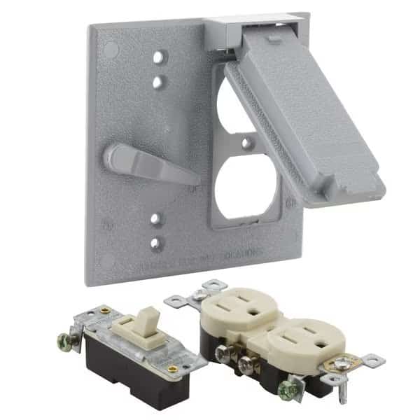 2 Gangs -Gang Vertical Electrical Box Cover, , Aluminum