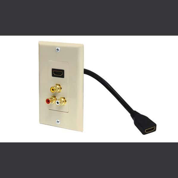 HDMI Pigtail + 3-RCA Jack (Y/R/W) Decora, STEREN, Mfr# 526-115IV