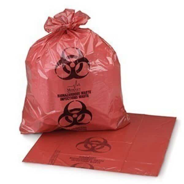 Biohazard Bag, 24x24", 11 ga., Red, PK1000