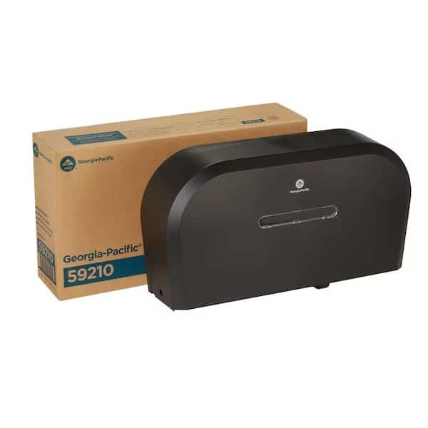 Toilet Paper Dispenser, Horizontal Double Roll, Jumbo Core, Wall Mount, Smoke